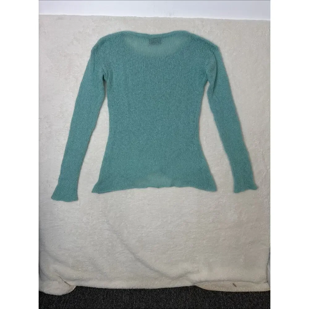 Wooden Ships Sweater Light Weight  Mint Blue Green Crewneck Mohair Wool Size M/L